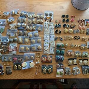 Assorted Lot of Vintage Post Earrings Goldtone Hoops 92 Pair Alison Reed Galeria